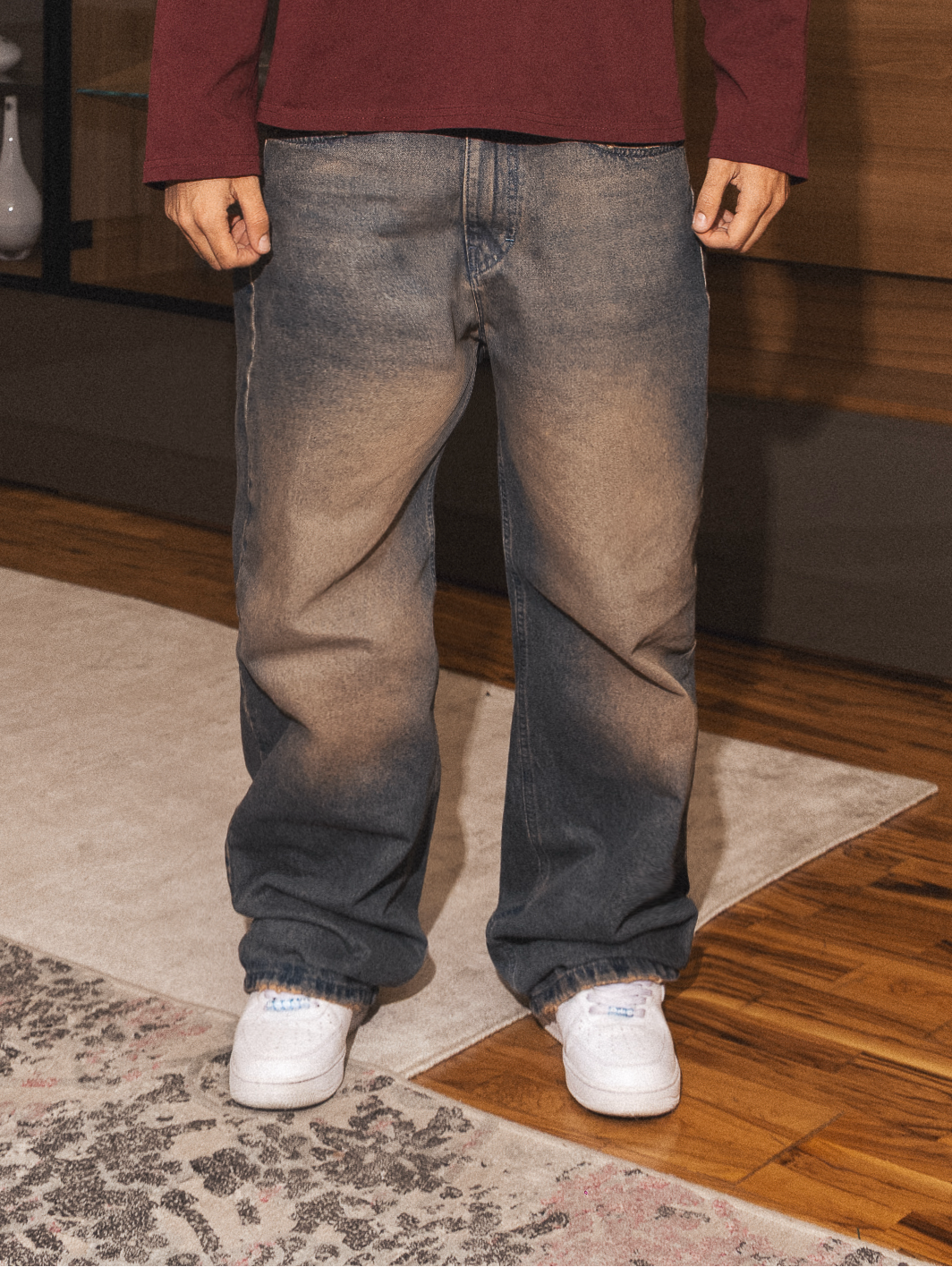 TWO SIDES RUST WASH DENIM JEANS