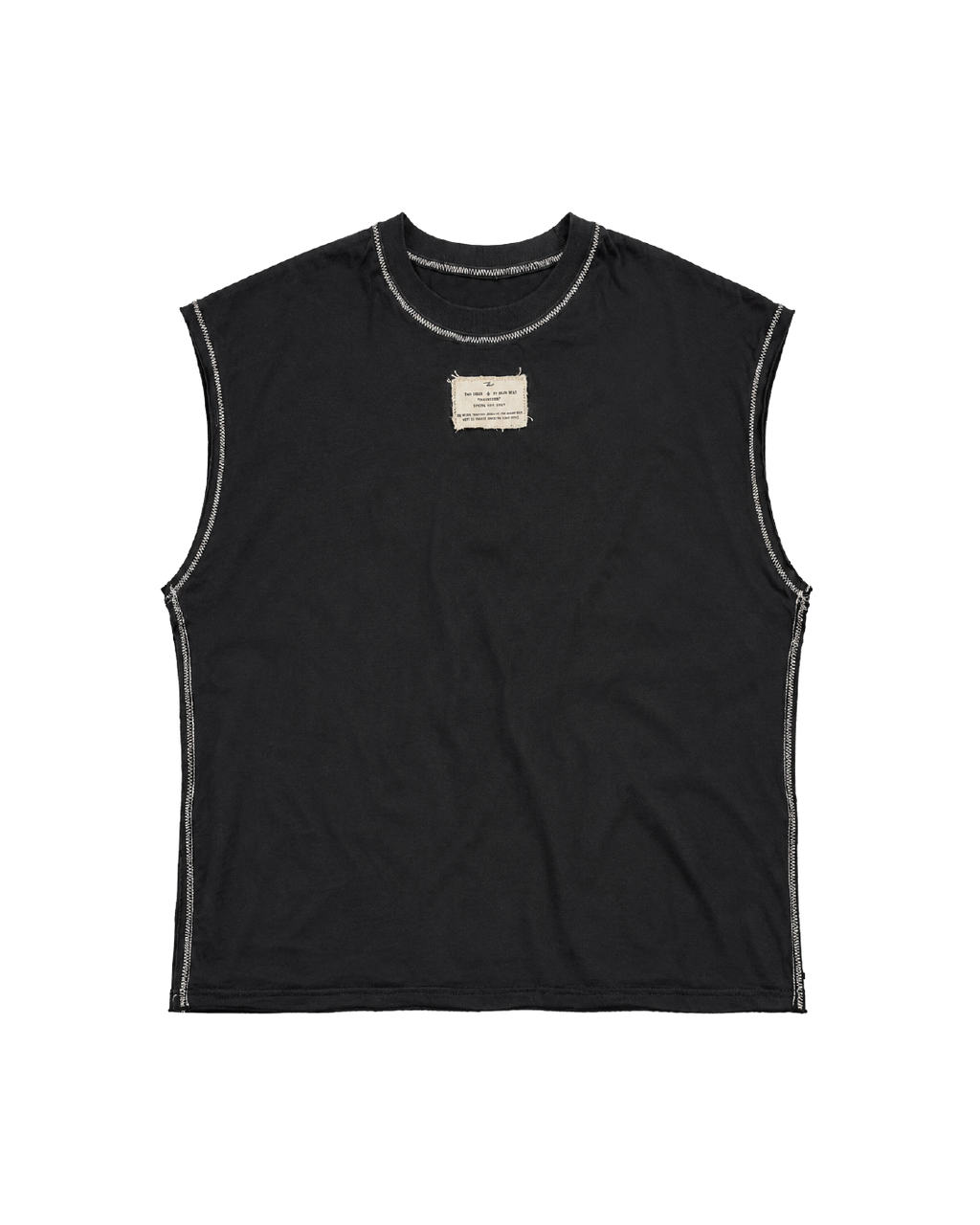 Black Sleeveless Reworked Tee