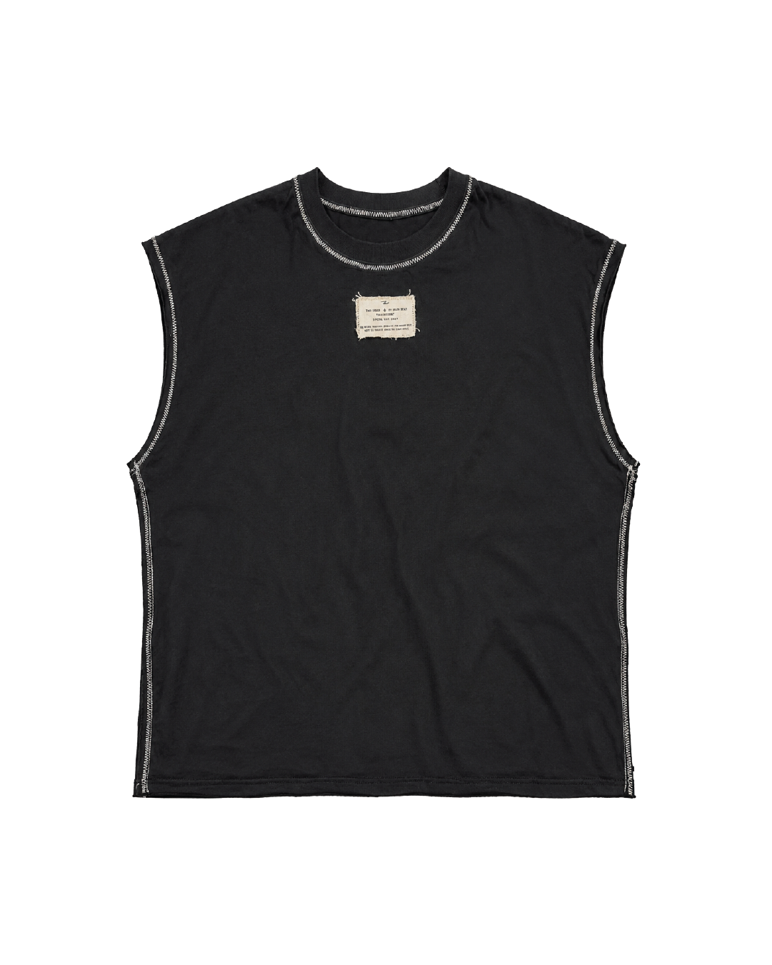 Black Sleeveless Reworked Tee