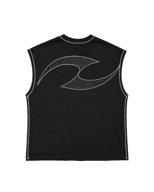 Black Sleeveless Reworked Tee