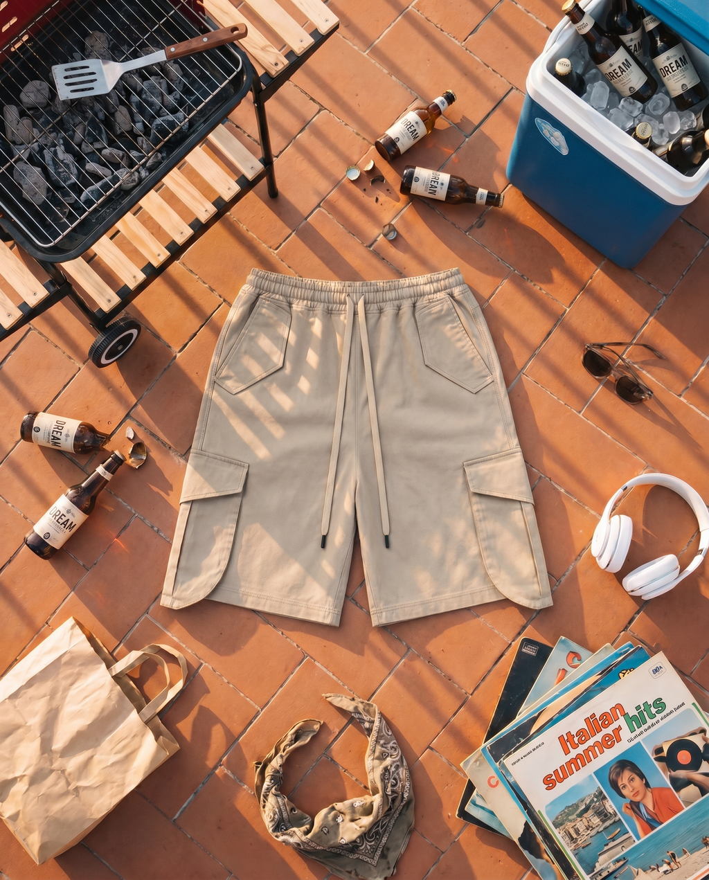 Side Cargo Jorts – Sand