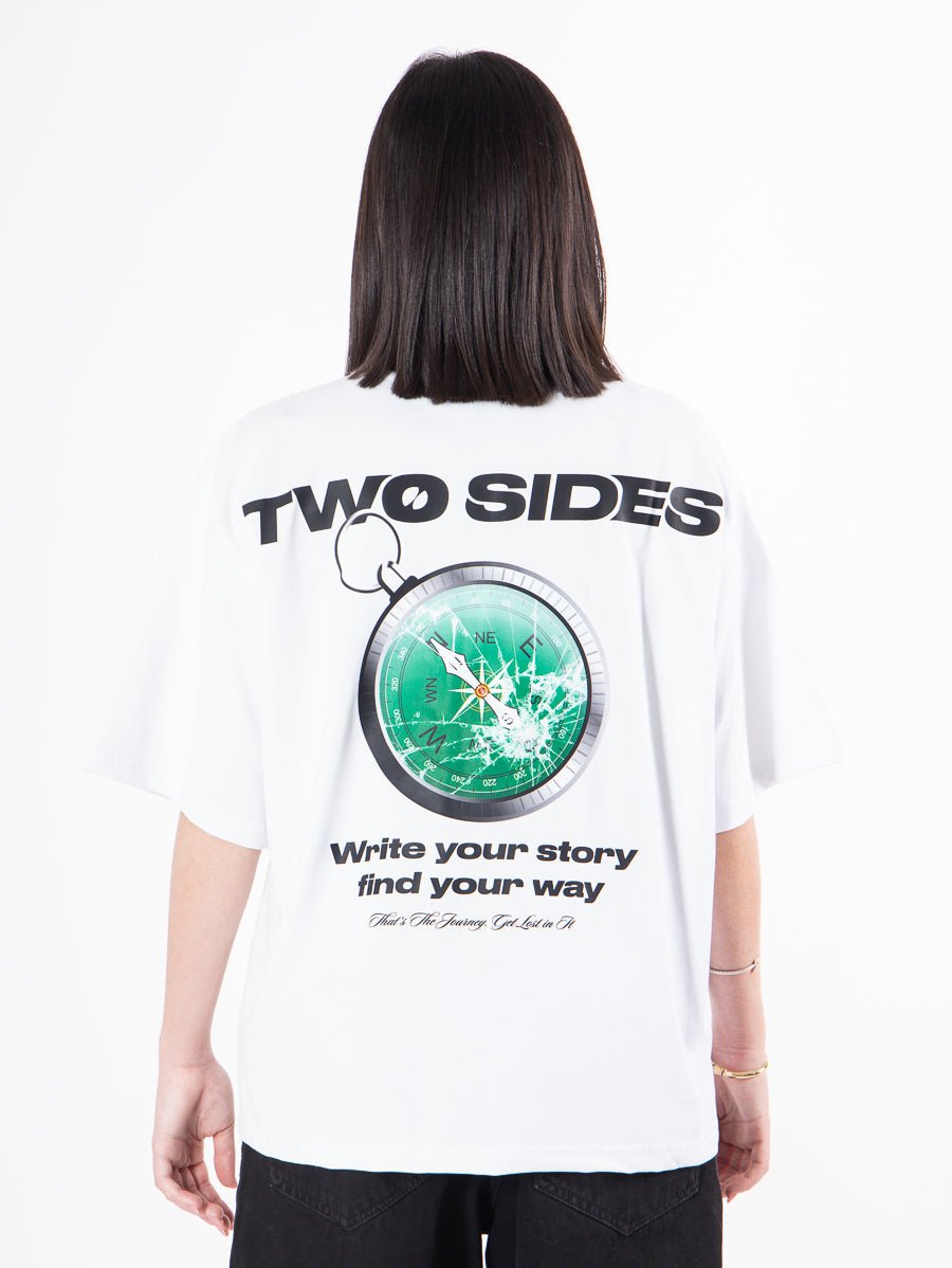 Two Sides broken bussola tee pure white - Two Sides