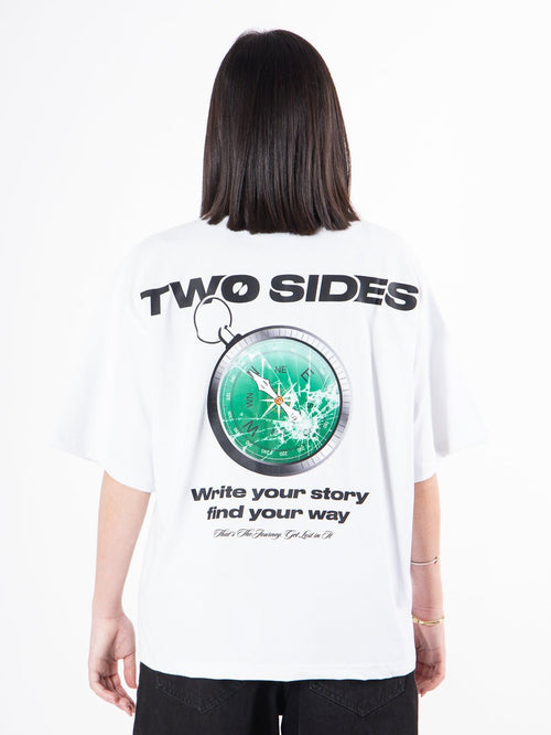 Two Sides broken bussola tee pure white - Two Sides