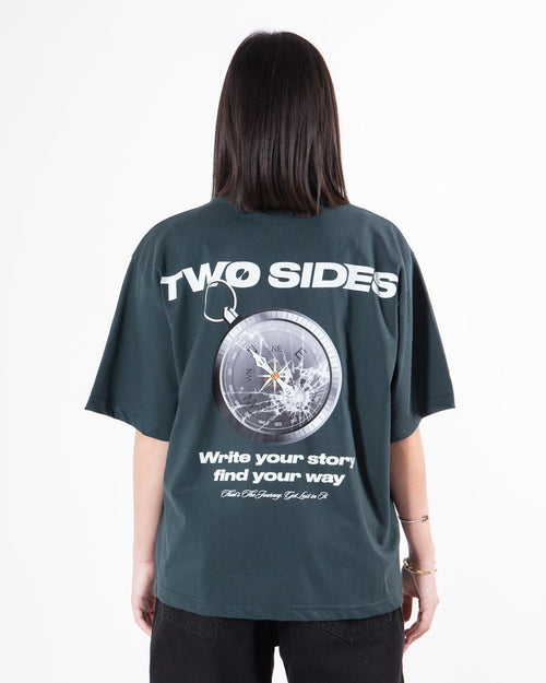 Two Sides broken bussola tee ts green - Two Sides